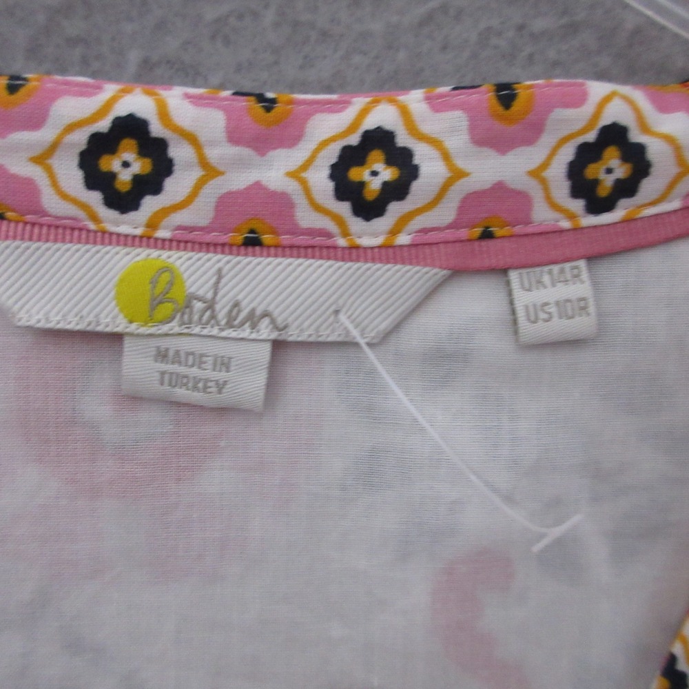 Boden Dress 10R Floral Boho Belted Cotton Colorful Balloon Sleeve Mod Cottage - Picture 3 of 12